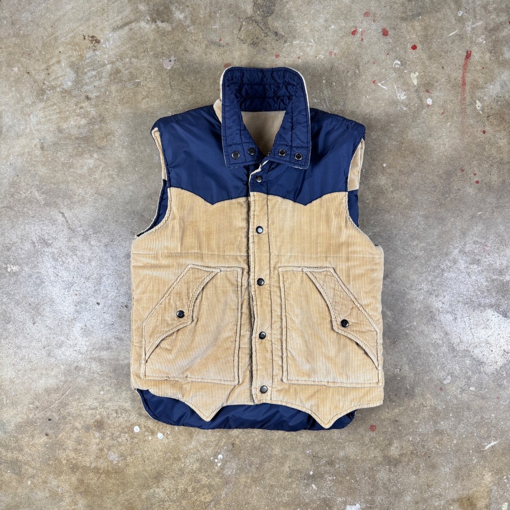 Men's Tan and Blue Vest